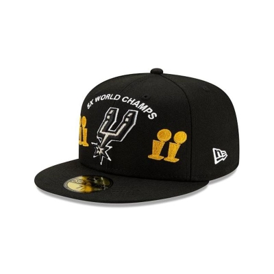 San Antonio Spurs Gorra | New Era NBA Championship Trophy 59fifty Fitted Cap Mexico - Negros